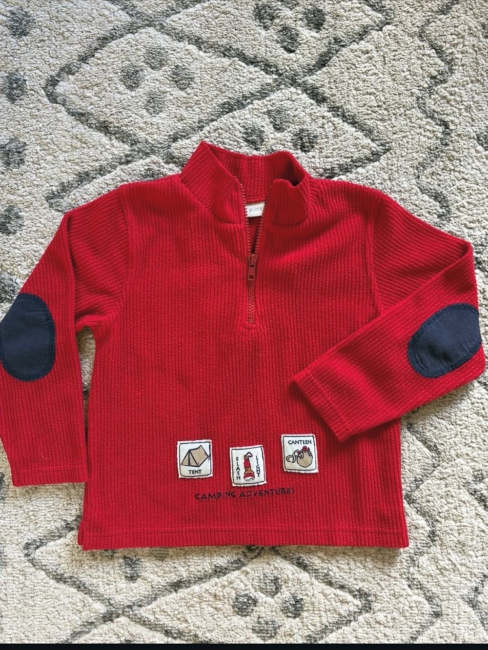 Vintage red camping quarter zip pullover